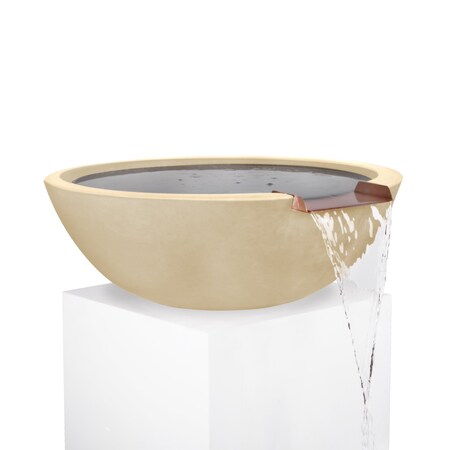 The Outdoor Plus 33 Round Sedona Water Bowl - GFRC Concrete - Vanilla - OPT-33RWO-VAN